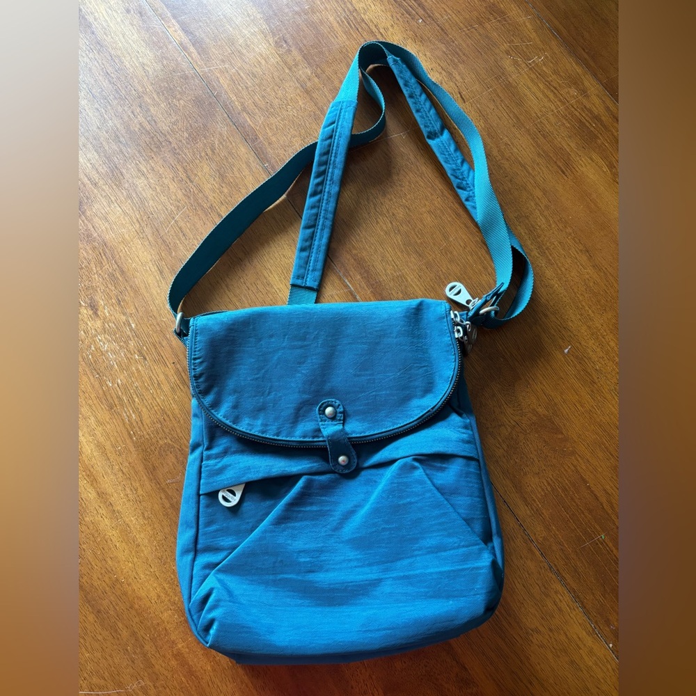 Baggallini Blue Crossbody Bag with Soft Fabric and Flap Closure - Picture 7 of 7